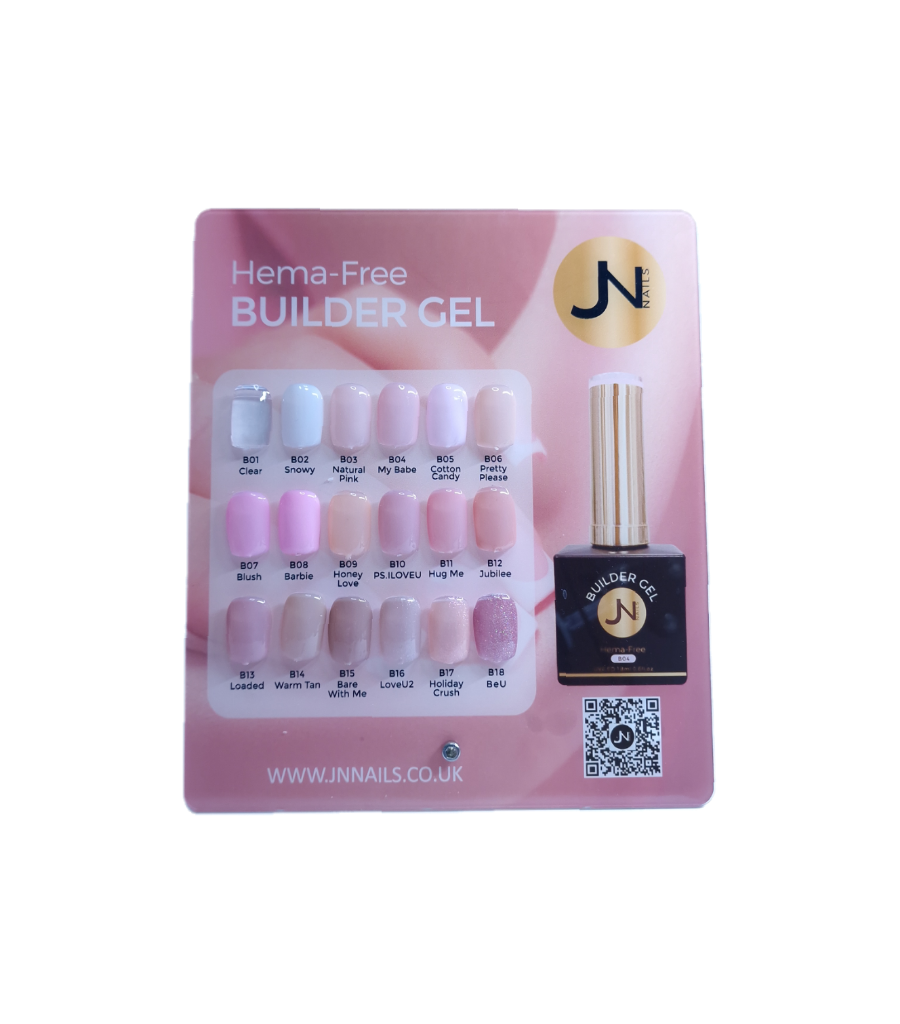 Farbkarte des Builder Gels (erste 18 Farben)