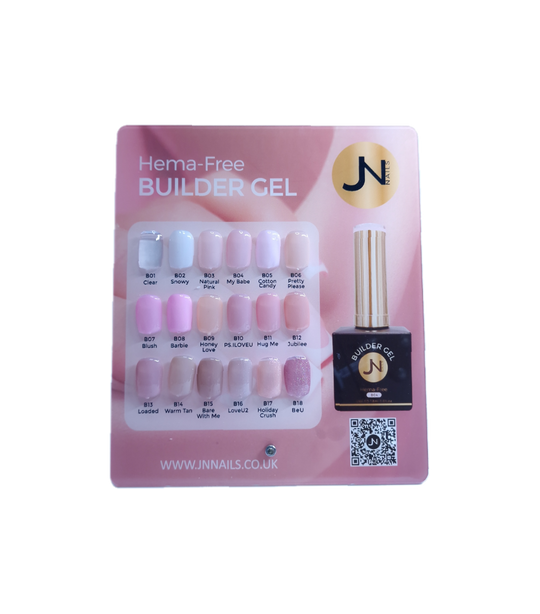 Farbkarte des Builder Gels (erste 18 Farben)