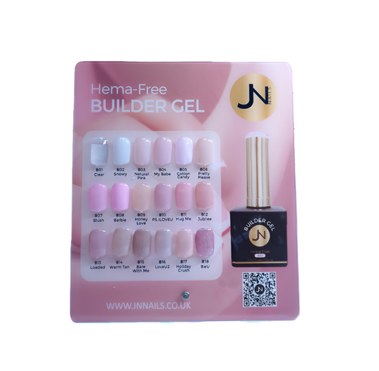 Farbkarte des Builder Gels (erste 18 Farben)