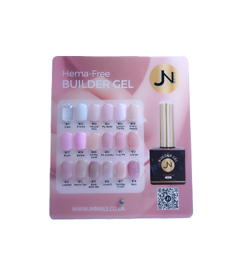 Farbkarte des Builder Gels (erste 18 Farben)