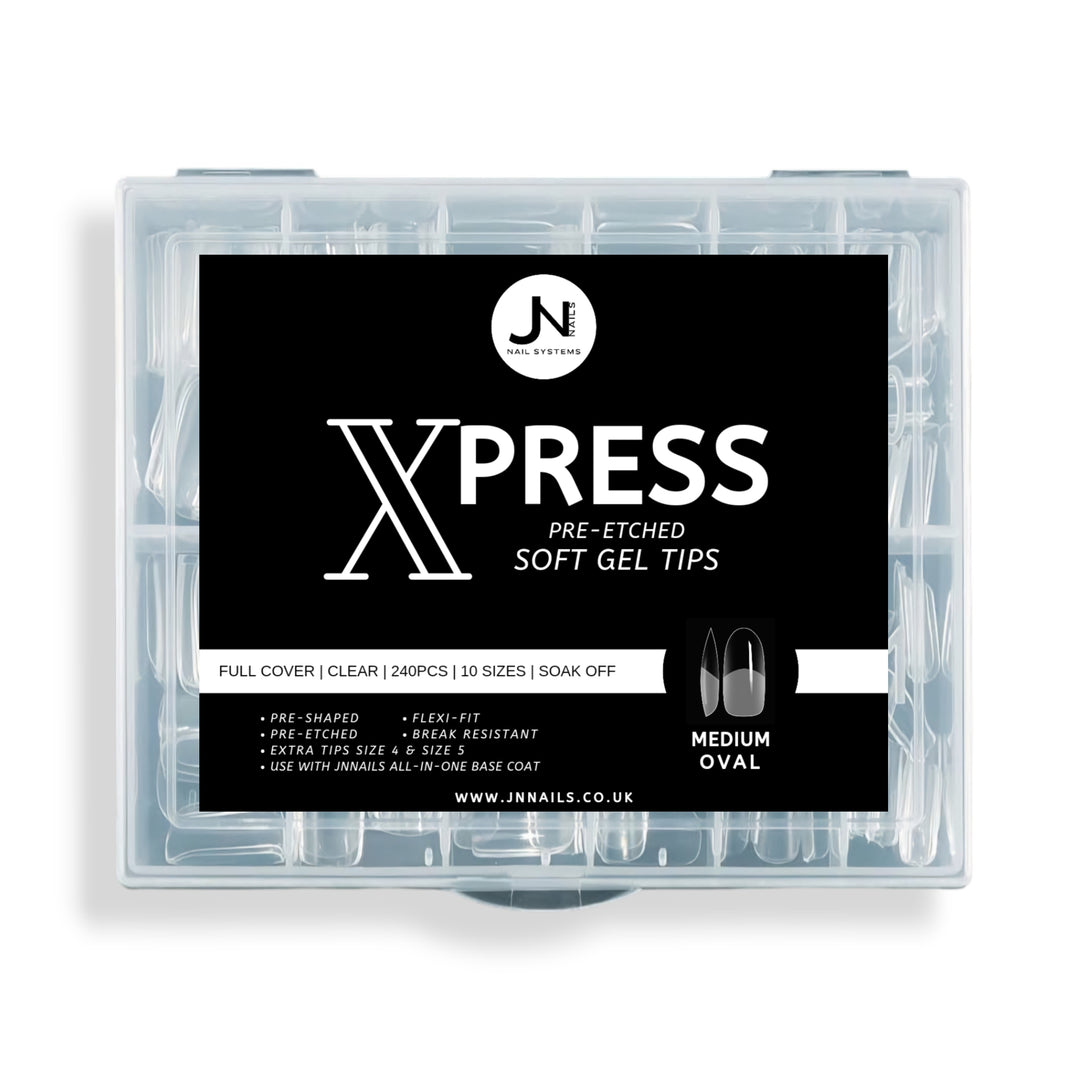 XPRESS pre-etched Soft Gel Tips - MEDIUM OVAL