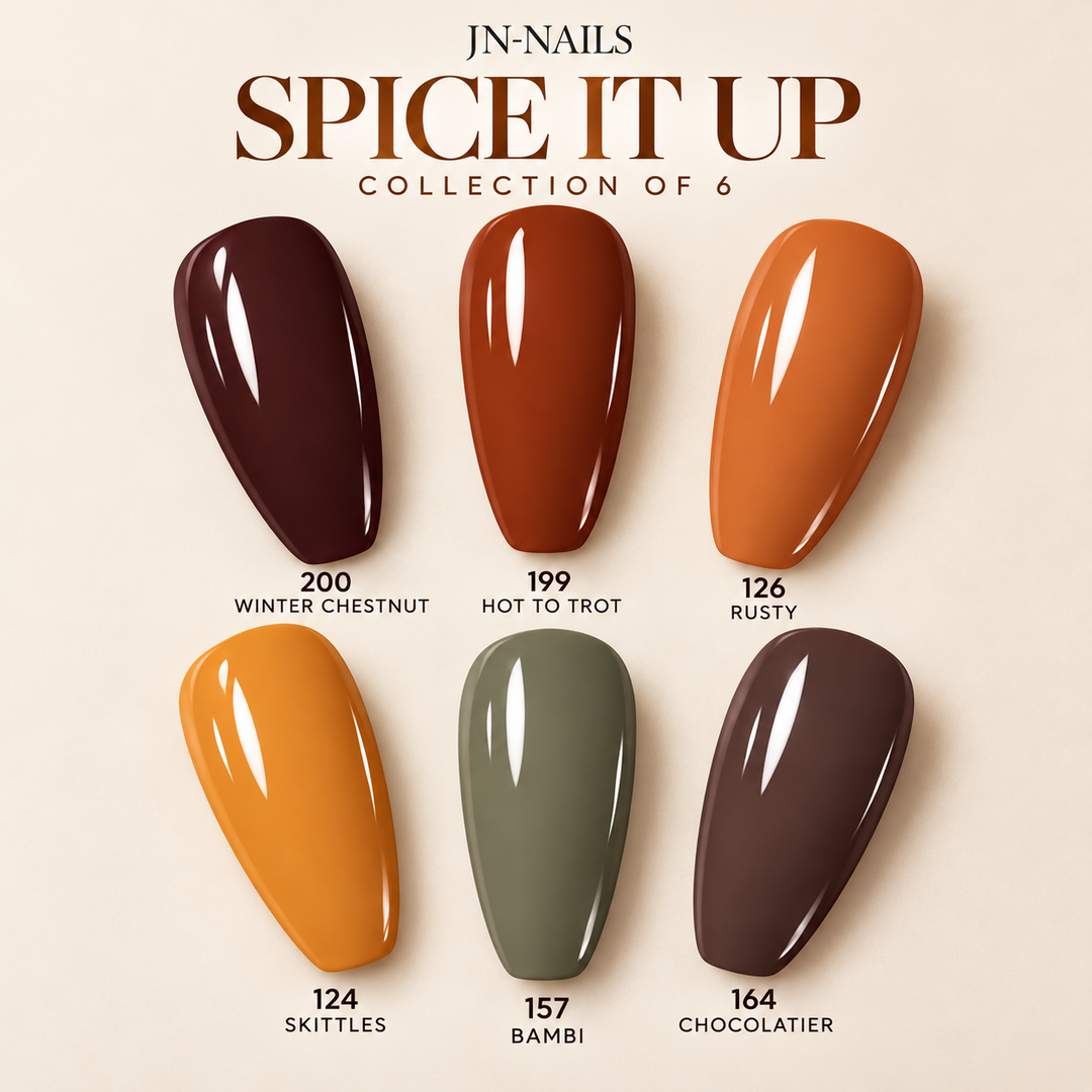 Spice It Up collection with six labelled colour swatches on a clean ivory background