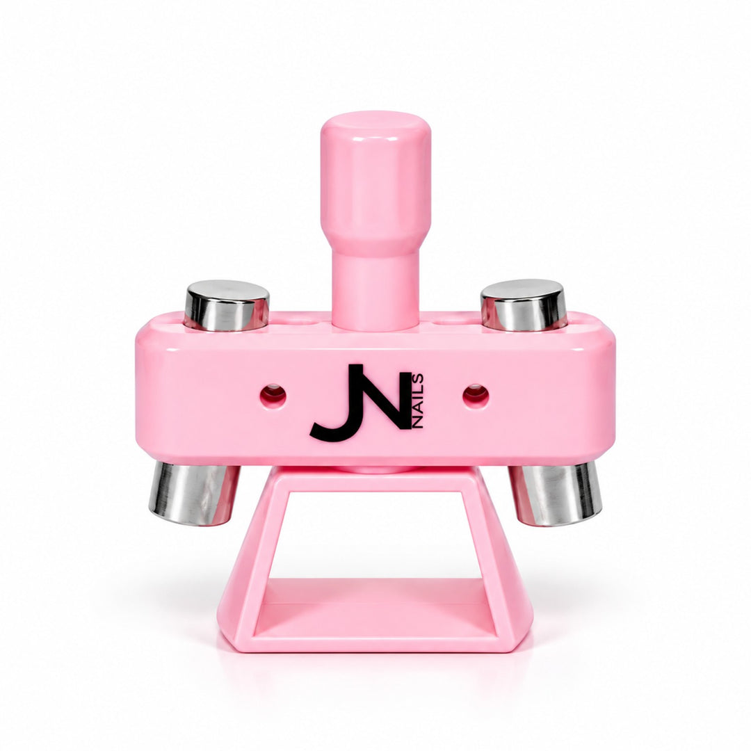 JN NAILS pink spinning cat eye magnet tool with stand and two cylindrical magnets