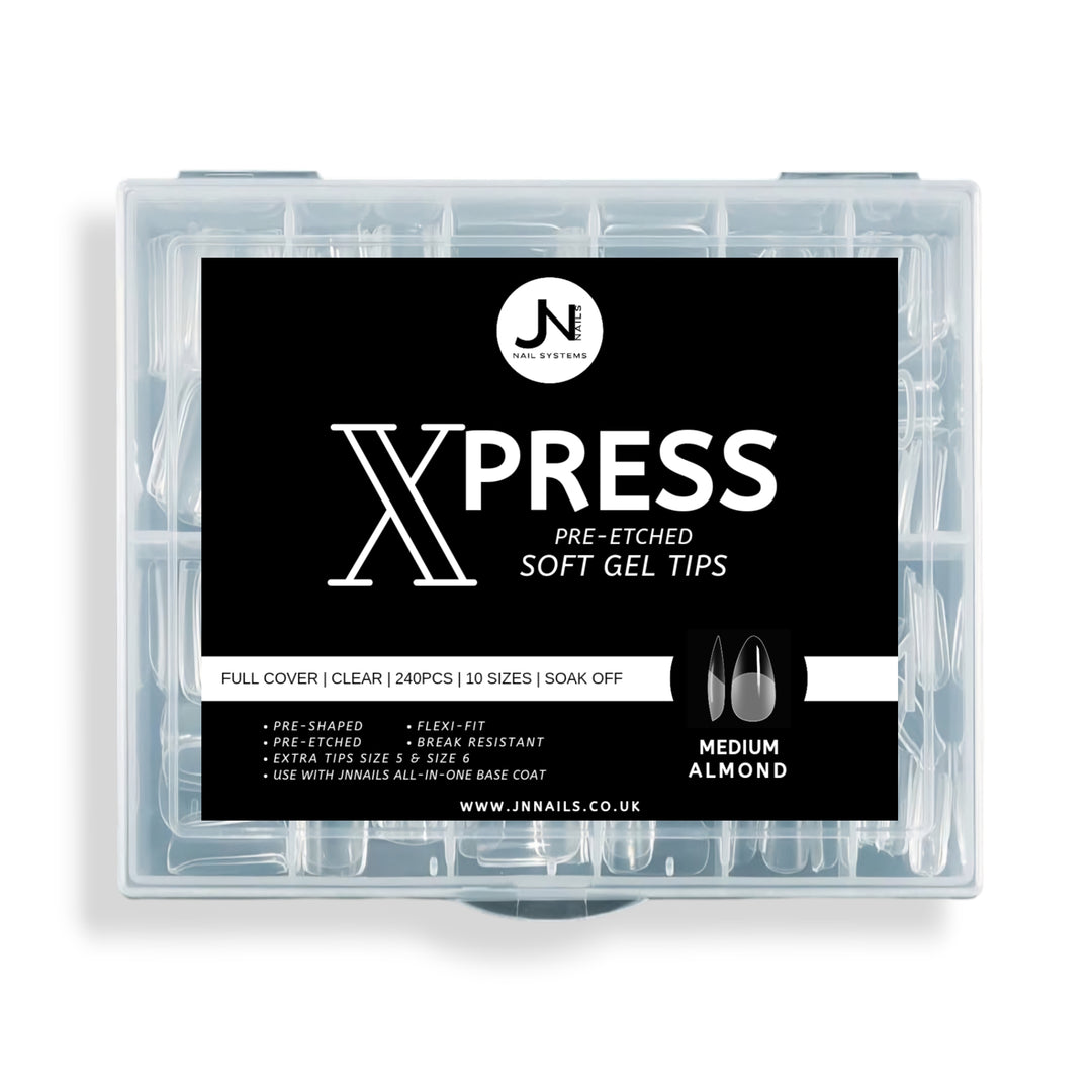 XPRESS pre-etched Soft Gel Tips - MEDIUM ALMOND